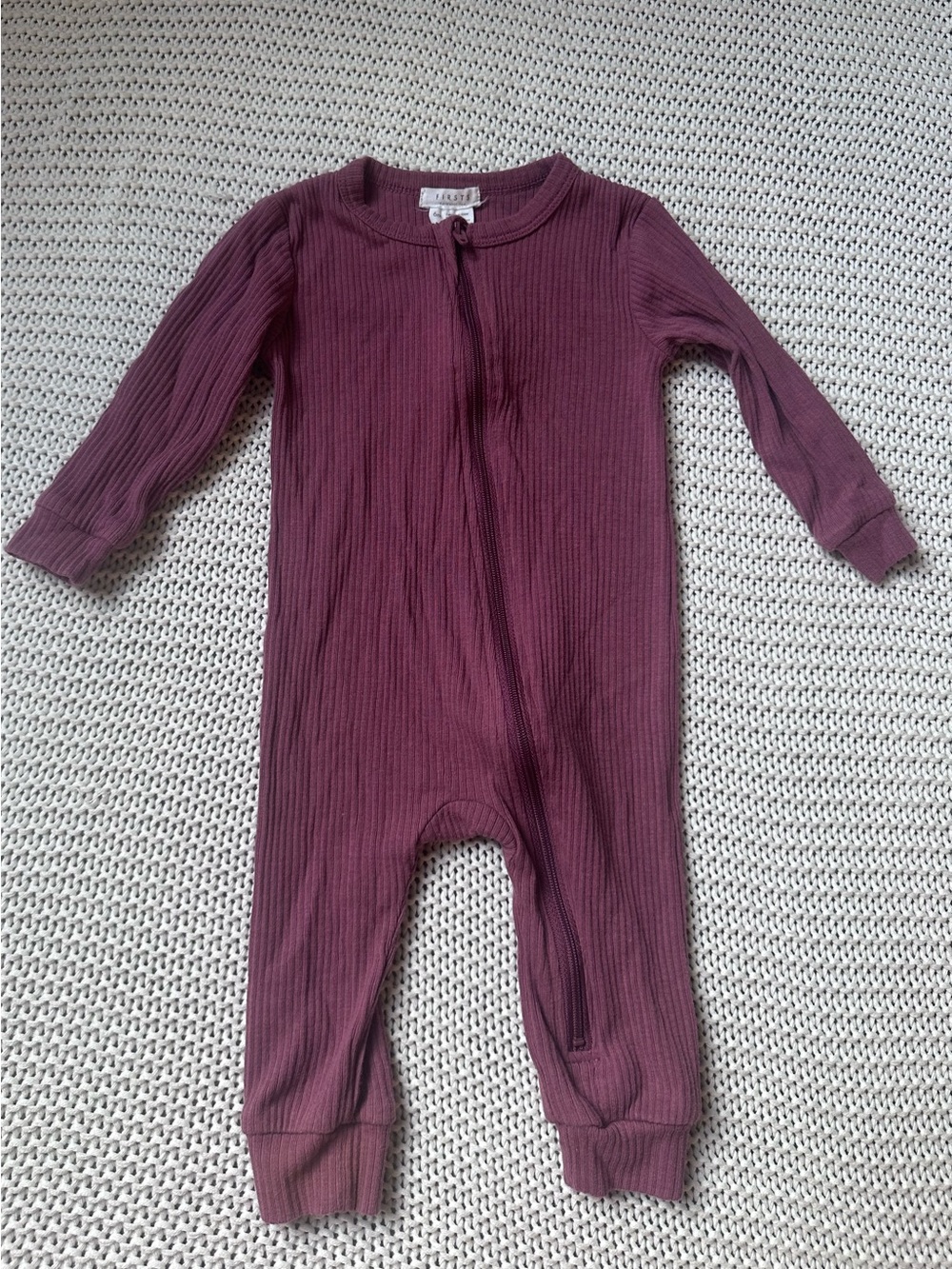 6 Months Petite Lem Plum Ribbed Zip One-Piece